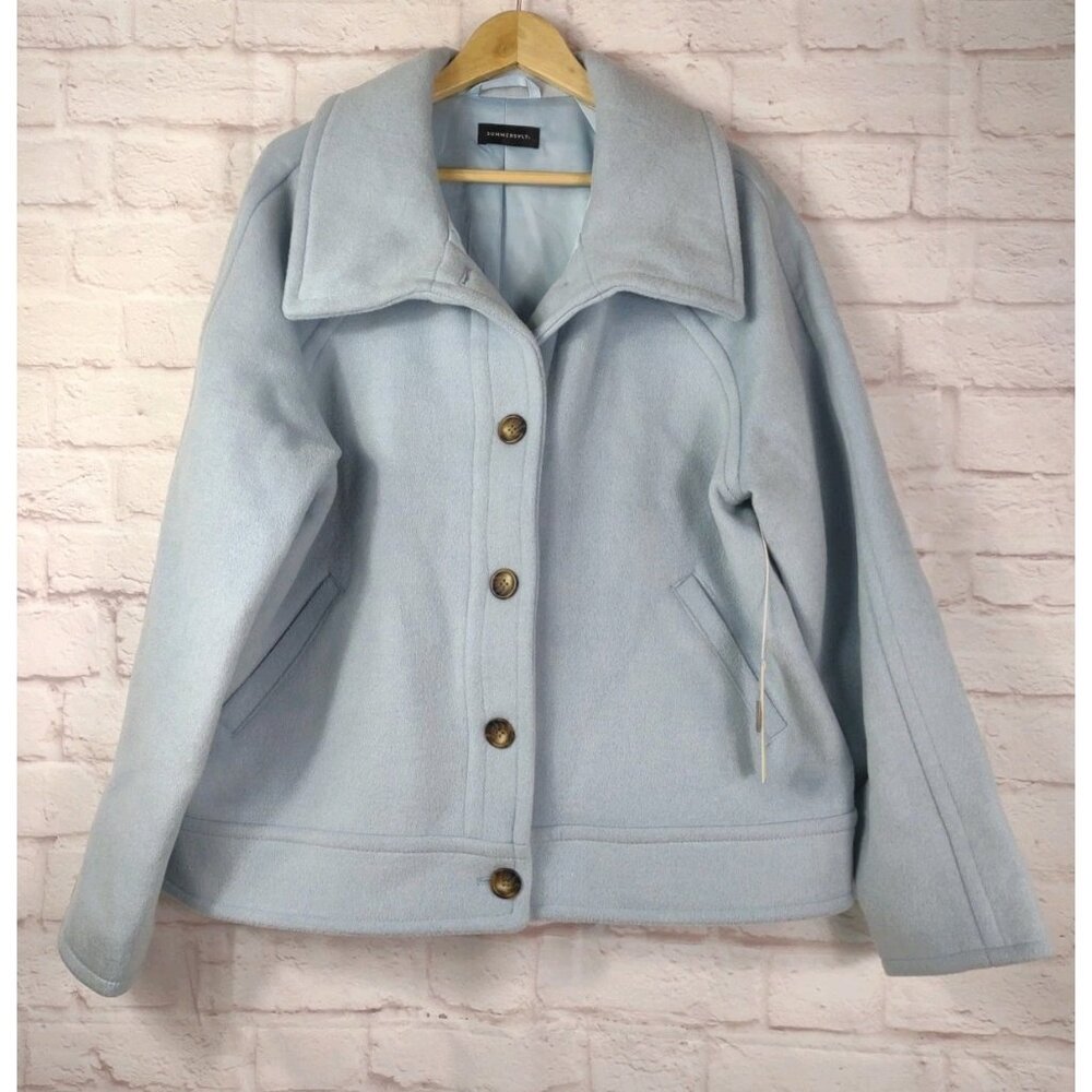 Summersalt Summer Salt The Warmest Wool Short Coat Sky Blue Sz Lg NWT Jacket